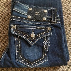 MEK SILVER STITCHED JEANS SIZE 27/36 LONG/BOOTCUT